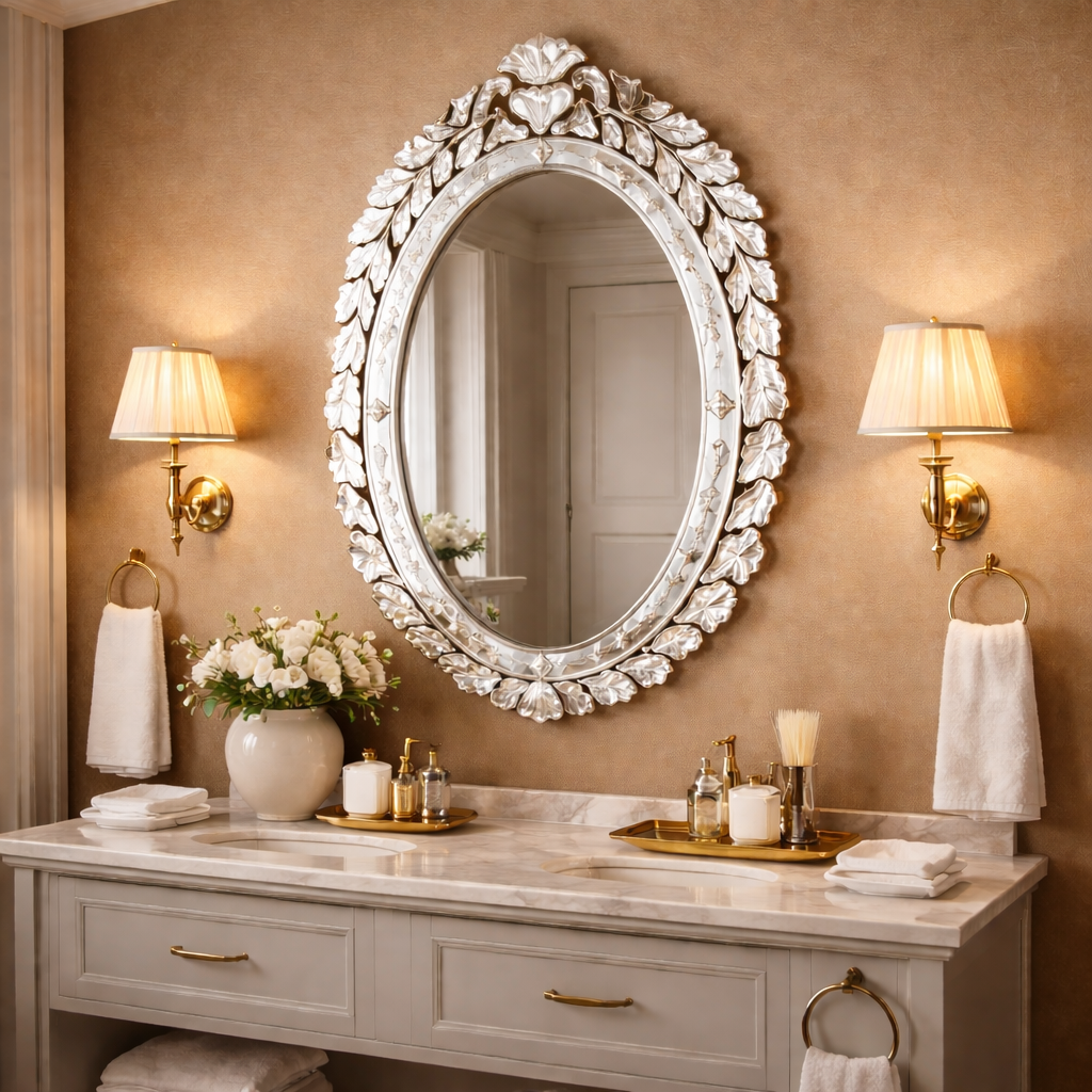 Serene Scroll Round Mirror thumbnail